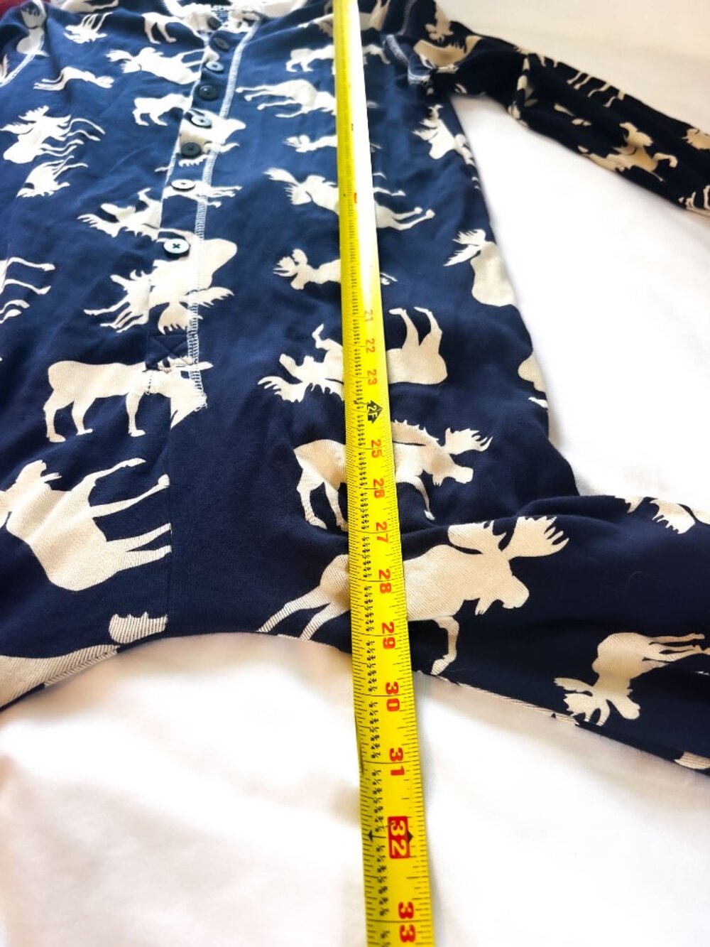 Lazy One Adult Unisex Classic Moose FlapJack Onesie Pajamas Navy Blue Tan Medium - Picture 6 of 10